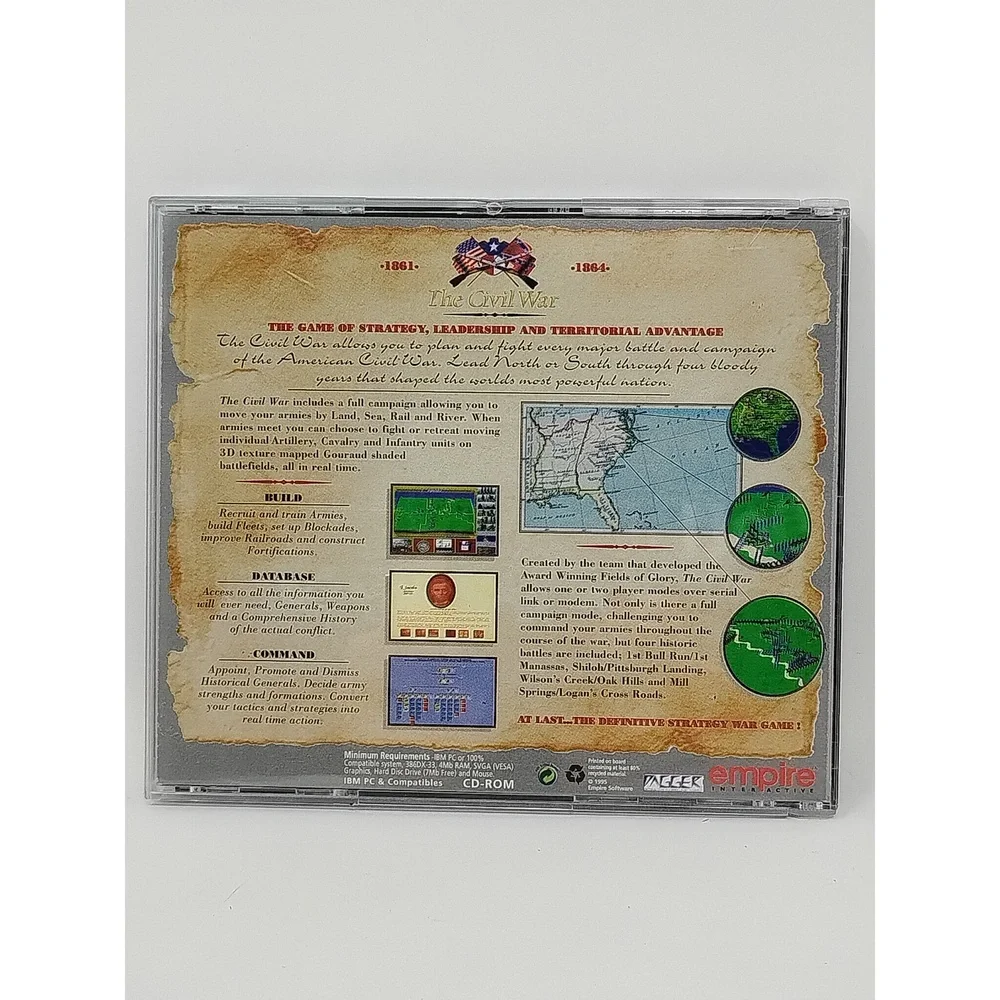 Empire Interactive The Civil War 1995 PC CD-ROM Big Box War Strategy Simulation